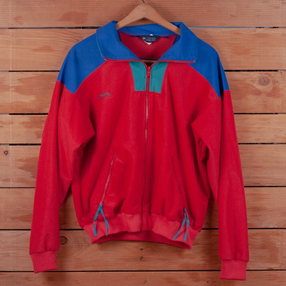 Vintage 90s Columbia Red & Blue Color Block Fleece Liner Jacket - Men's Large